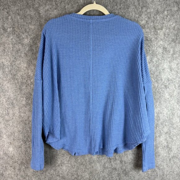 Urban Outfitters Out From‎ Under Jojo Waffle Knit Top Womens XS Blue Button Boxy - Picture 4 of 9